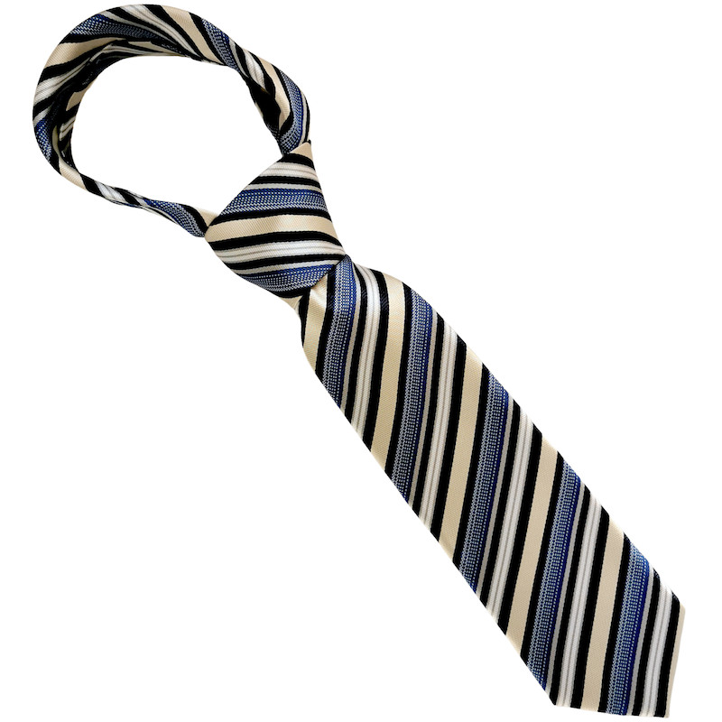 Boys Blue & Gold Striped Satin Full Tie Kids Tie Children's Tie
