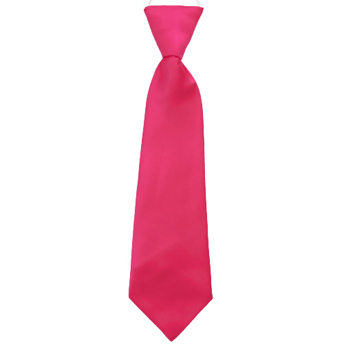 Boys Cerise Hot Pink Satin Tie on Elastic Boys Pre tied Tie