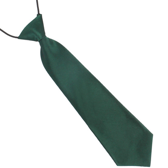 Boys Hunter Green Satin Tie on Elastic Wedding Special Occasion