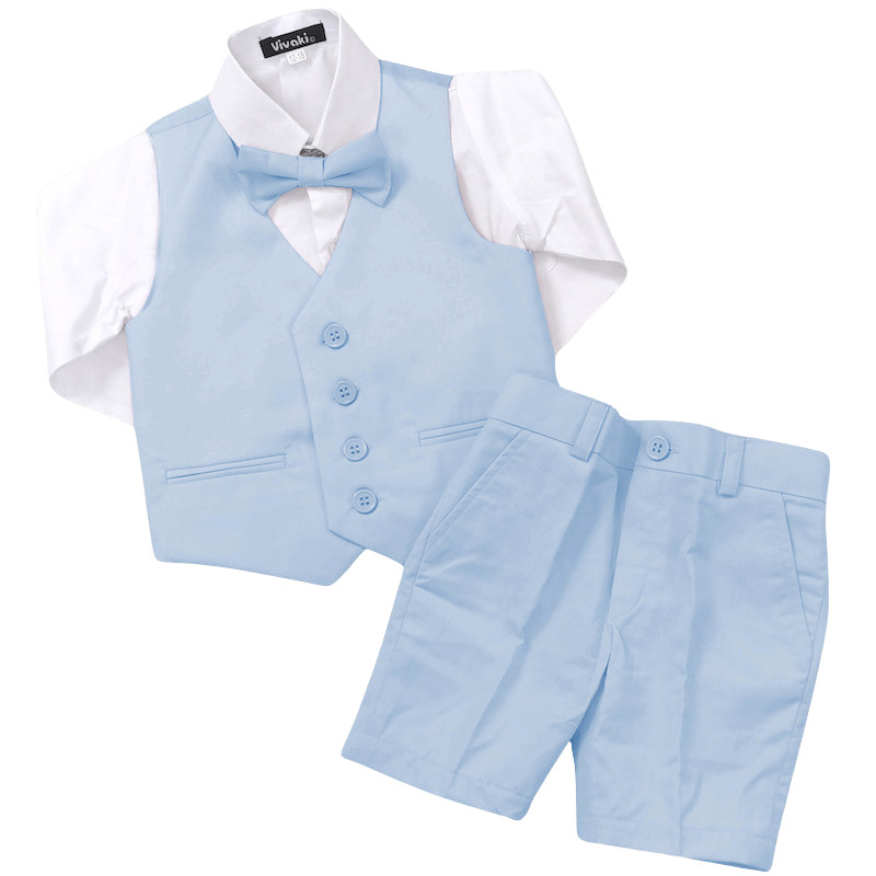 Boys Pastel Blue Piece Shorts Suit Wedding Christening