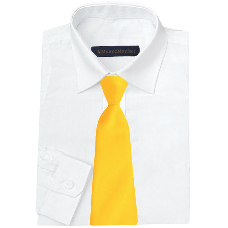Boys White Shirts With Attached Neck-tie