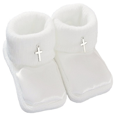 white christening booties