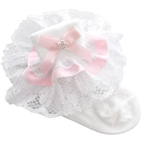 baby girl christening socks