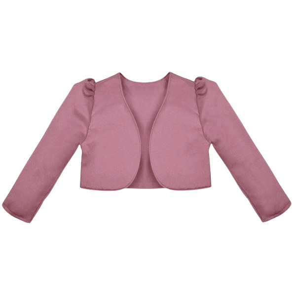 Girls Dusky Pink Satin Long Sleeved Bolero Flower Girl Wedding - Main Image