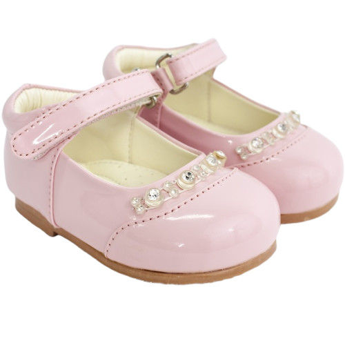 Girls Pink Patent Special Occasion Shoes | Girls Pink Diamante Shoes ...