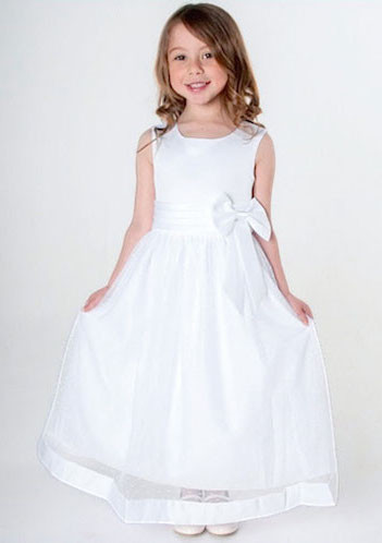 girls white satin dress