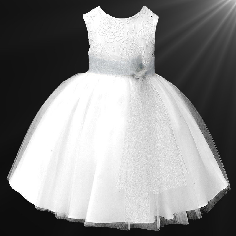 White sparkly flower girl dresses Clearance