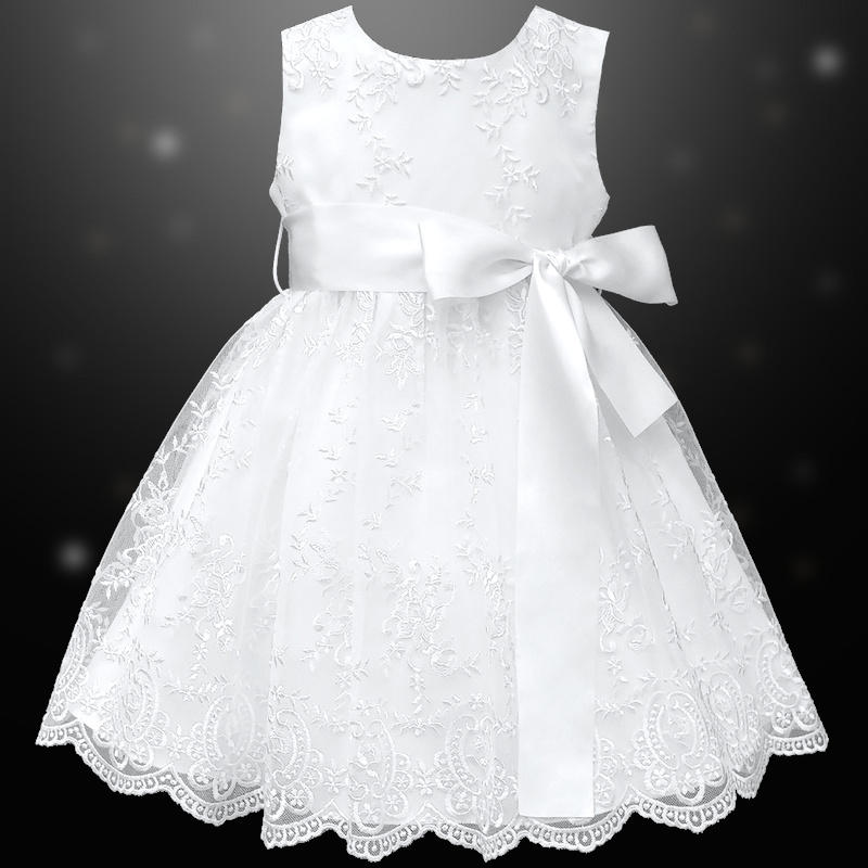 Baby Girls White Floral Lace Christening Dress childrensspecialoccasionwear