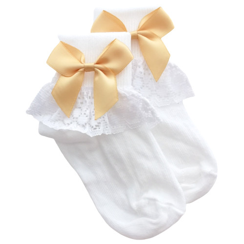 GIRLS IVORY FRILLY ANKLE BOW OCCASION SOCKS EMBROIDERED WEDDING PARTY ALL SIZES 