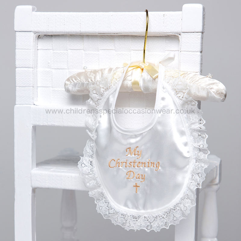 ivory christening bib