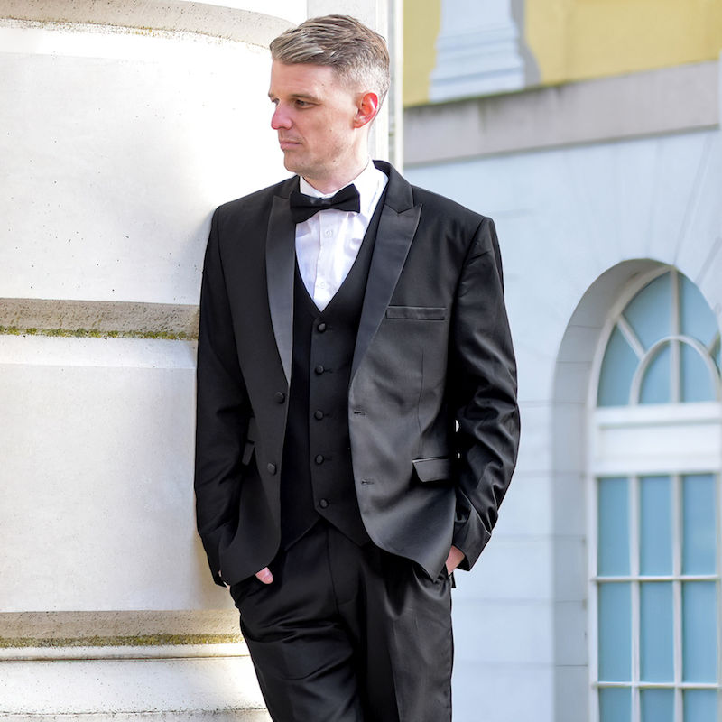 Men's Black Tuxedo Slim Fit Three Piece Suit Wedding Suit