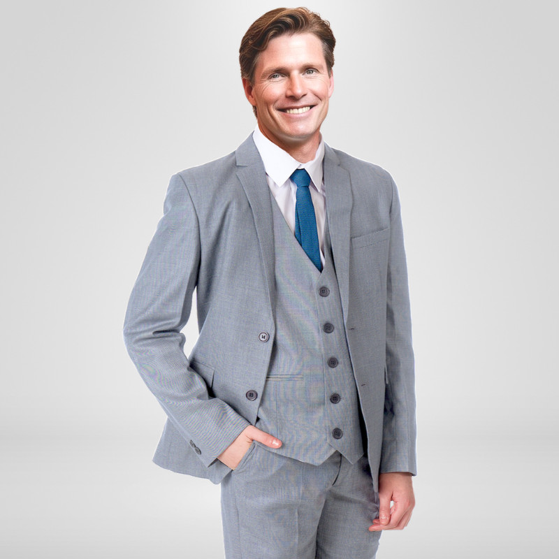 Best Color Matching Man's Wedding Suit Grey 2 Pieces Slim Fit Men's Suits main image 0