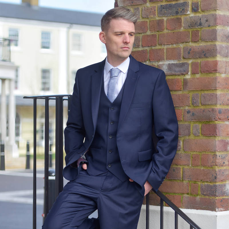 Men's Navy Slim Fit Three Piece Wedding Suit Navy Wedding Suit