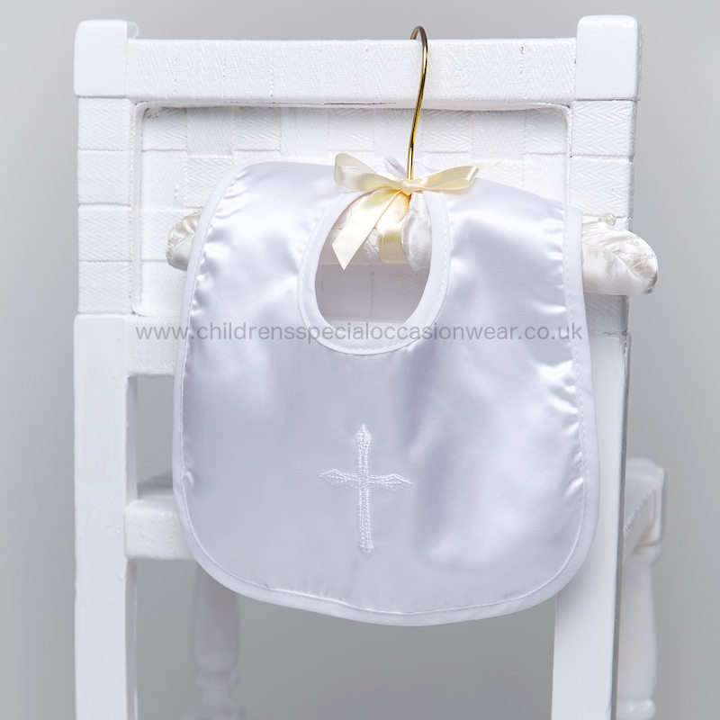 white christening bib