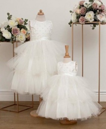 Girls Porcelain Daisy Tiered Dress - Alice by Busy B's Bridals