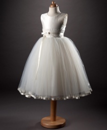 Girls Ribbon & Tulle Porcelain Dress - Amalie by Busy B's Bridals