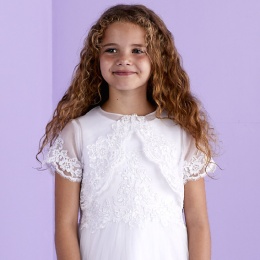 Girls White Embroidered Short Sleeved Bolero - Anna P176 by Peridot