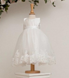 Girls Lace & Satin Christening Dress - Annabelle by Millie Grace