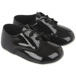 Baby Boys Black Patent Lace Pram Shoes 'Baypods'