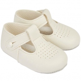 Baby Boys Ivory Matt T-bar Pram Shoes 'Baypods'