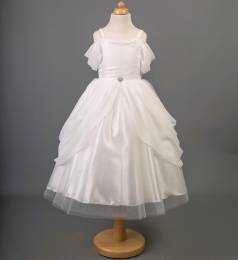 Girls Ivory Chiffon Drape Dress - Belle by Busy B's Bridals