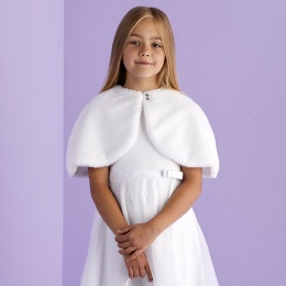 Girls White Faux Fur Cape - Beth P163 by Peridot