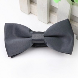 Boys Dark Grey Smooth Matt Satin Bow Tie with Adjustable Strap