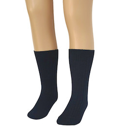 Boys Navy Ribbed 3/4 Length Formal Socks