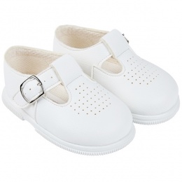 Boys White Matt T-bar First Walker Shoes