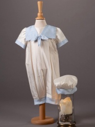 Baby Boys Silk Romper & Hat - Butler by Millie Grace