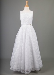 White Lace & Tulle Communion Dress - Cammie by Millie Grace