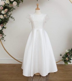 White Glitter Mikado Communion Dress - Chanel by Millie Grace