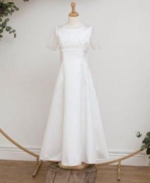 White Empire Mikado Communion Dress - Charmaine by Millie Grace