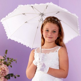 White Lace Communion Parasol Style Umbrella - Cora P290 by Peridot