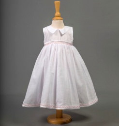 Baby Girls White & Pink Cotton Dress - Davina by Millie Grace