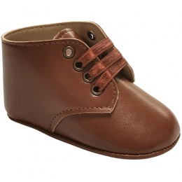 Baby Boys Brown Matt Lace Up Boot Style Shoes