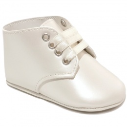 Baby Boys Ivory Matt Lace Up Boot Style Shoes