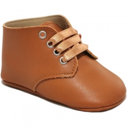 Baby Boys Tan Matt Lace Up Boot Style Shoes