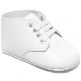 Baby Boys White Matt Lace Up Boot Style Shoes