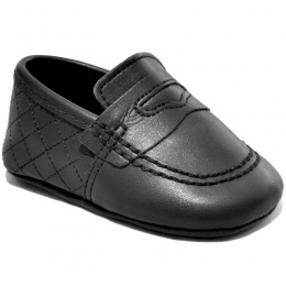 Baby Boys Black Matt Quilted Slip on Loafers