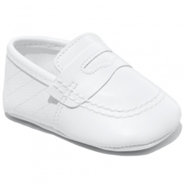 Baby Boys White Matt Quilted Slip on Loafers