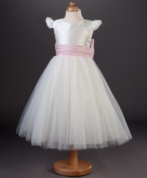 Girls Sash & Bow Organza Dress - Eleanor by Busy B's Bridals