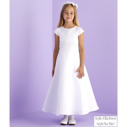 White Guipure A-Line Communion Dress - Ella P167 by Peridot