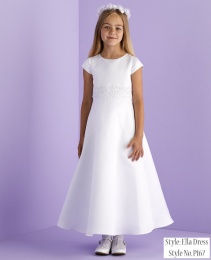White Guipure A-Line Communion Dress - Ella P167 by Peridot
