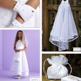 Eloise White Communion Dress, Bag, Gloves & Veil - Peridot