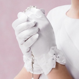 Emmerling White Bow Communion Gloves - Style 74012