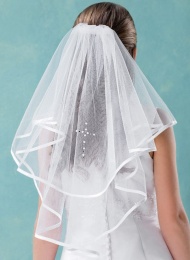 Emmerling White Diamante & Pearl Cross Communion Veil - Style 77167