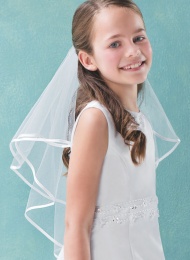 Emmerling White Satin Edge Communion Veil - Style 77168