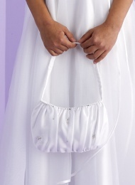Girls White Pleated Satin Bag - Frances P149 by Peridot