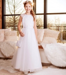 Emmerling White Sparkle Tulle Communion Dress - Style Gesina